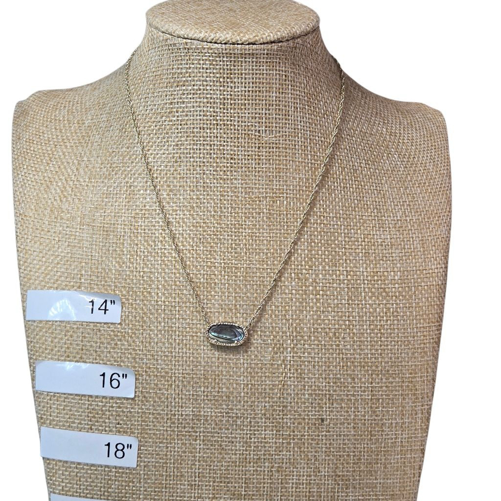 Kendra Scott Necklace Goldtone Multicolor Abalone Shell Pendant Classic Luxury